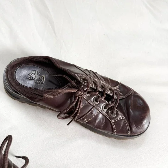 90s brown genuine leather chunky lace up shoes size 10 - Picture 2 of 5